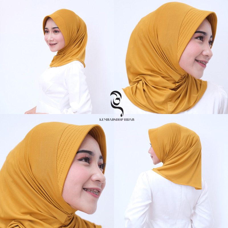 Jilbab Instan Kerudung Olahraga Volly Polos Bergo Jersey Pet Pendek - Hijab Sport Instan Jilbab Untu