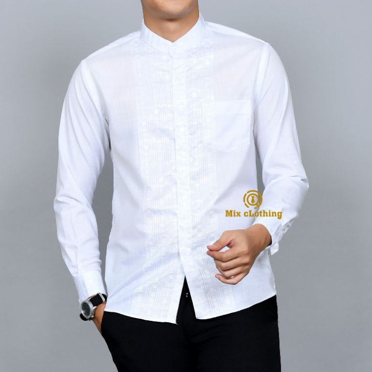 CDL 13 BAJU KOKO PRIA MODERN SLIM FIT KEMEJA KOKO PRIA SLIMFIT PUTIH