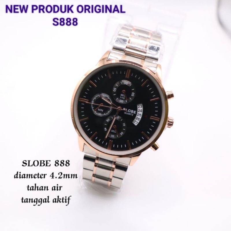 Jam Tangan Rantai Pria Original SLOBE Type888 | Jam Tangan Cowok Elegan Mewah dan Murah