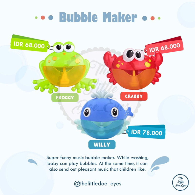 [READY] Bubbly Crabby Bubbly Froggy Willy (Bubble Maker)