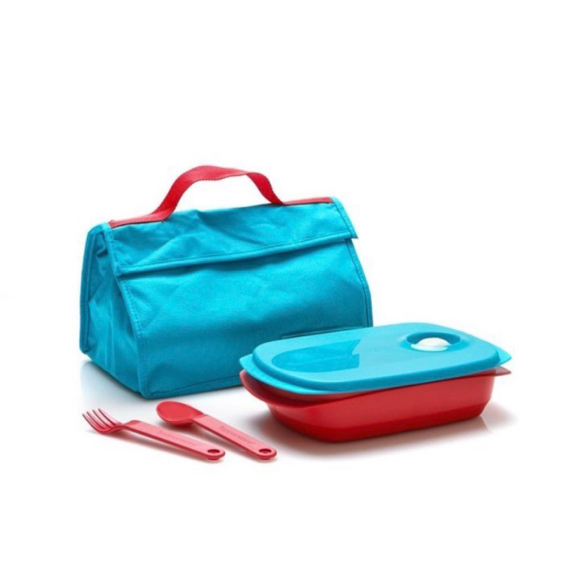Tupperware BYO bring your own lunch box tempat makan bekal tas- BIRU MERAH