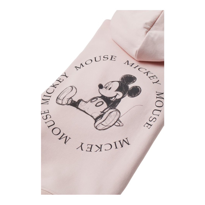 ( 8.8 ) Hoodie H&amp;M Wanita Mickey Mouse Sablon Pink, Flecee Katun Lembut, Free Papperbag