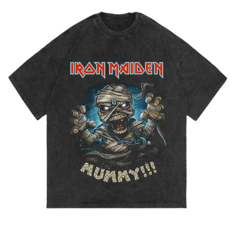 HAPI BASIC "IRON MAIDEN MUMMY" T-Shirt | Regular T-shirt | Stone Wash Washing Washed  | Kaos Band Vi