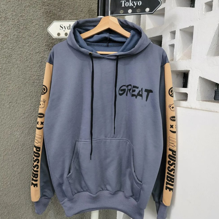 Hoodie Great Combie Hoodie Atasan Pria Wanita Hits Bahan Fleece