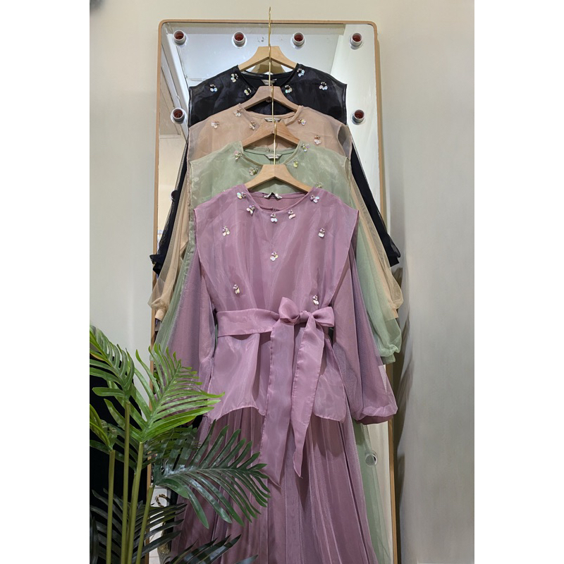 READY - AIYNA DRESS ORGANZA TILE PAYET KONDANGAN BRIDESMAID ( ku.tukuklamby )