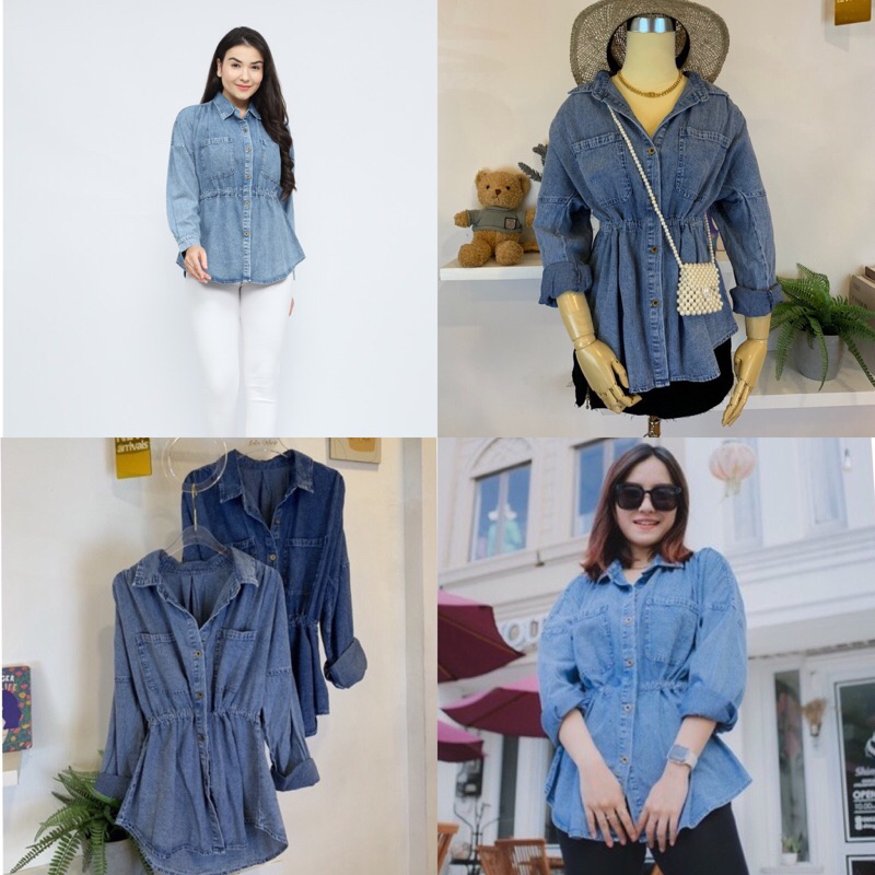 Mercy Denim Two Pocket Shirt | Kemeja Hangout | Kemeja Denim | Kemeja Wanita | Kemeja Unik