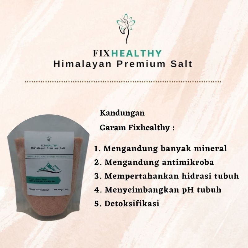 

Garam Himalaya Asli Fixhealthy 500gr Himalayan Premium Salt organic Super Food Orinal dan Natural