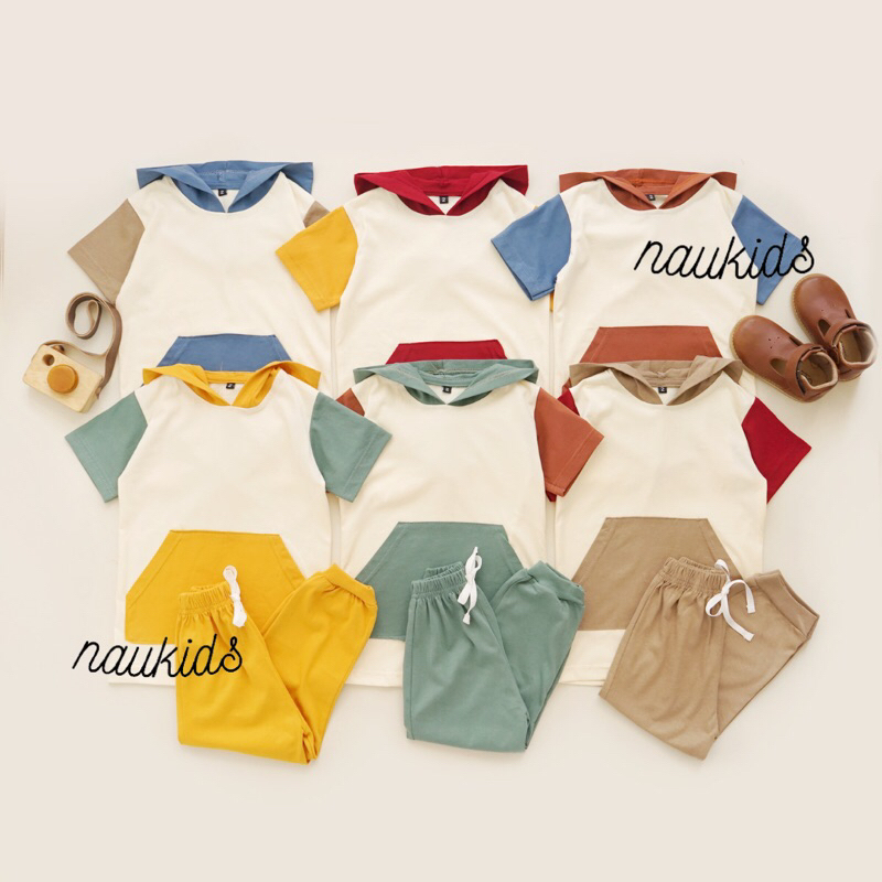 Snoopy Colorblock Hoodie Pocket | Setelan Anak Unisex 1-10 tahun