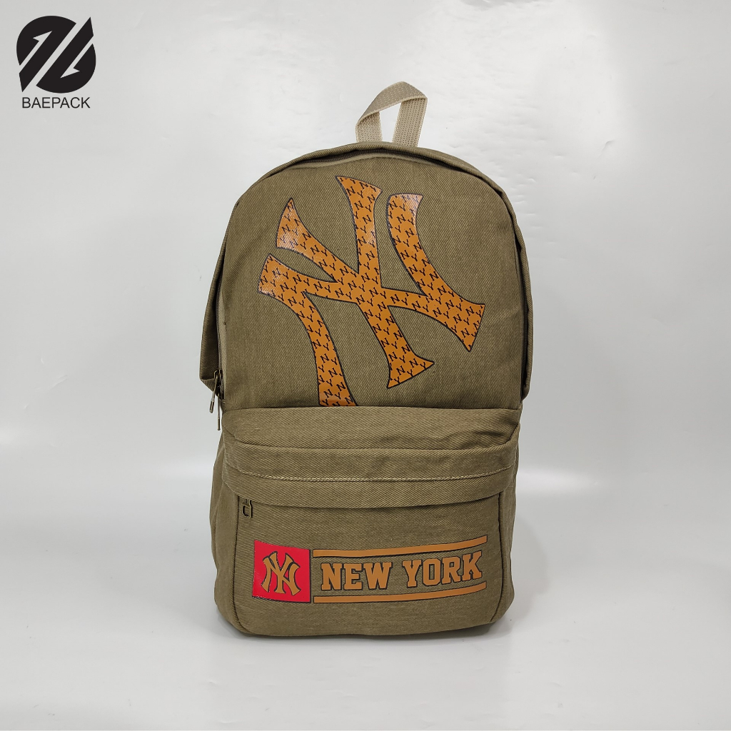 Tas Ransel Pria Dewasa Premium New York Hjau Army Original Baepack / Tas Backpack Cowok / Tas Punggung / Tas Sekolah / Tas Kanvasa