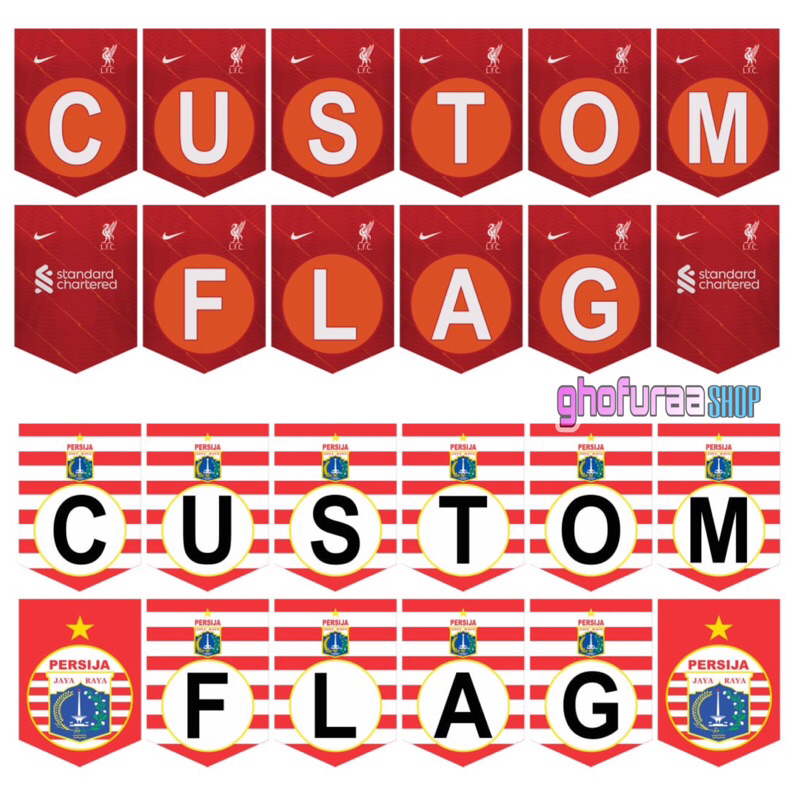 Bunting flag custom Club Sepak bola tim nas Indonesia PSSI Eropa Amerika Italia Negara Banner custom