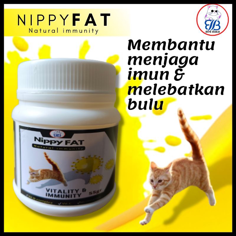 nippy fat vitamin peningkat imun pelebat bulu kucing 55gram