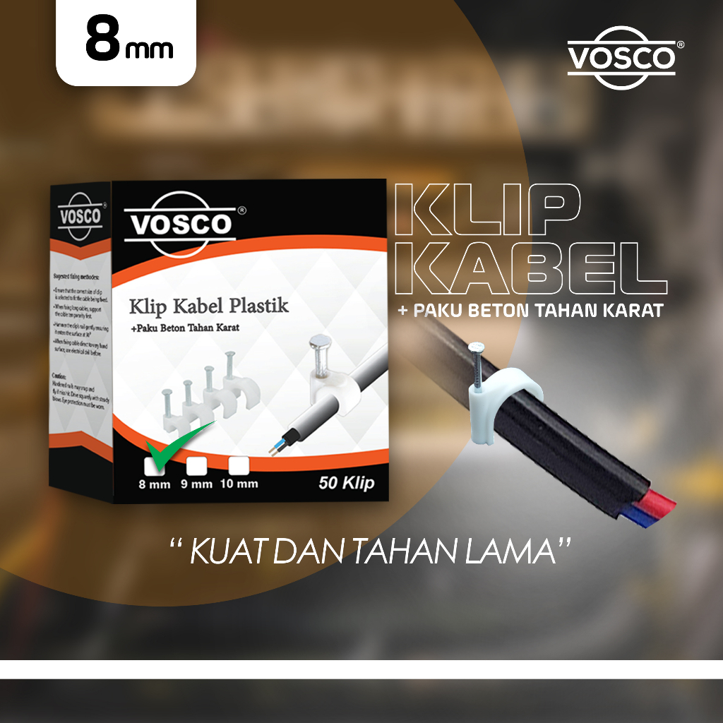 Klem Kabel 4mm-10mm Paku Beton Asli Klem ORISINIL PAKU BETON Vosco Kuat Dan Tahan Karat isi 50pcs / kotak sekilo muat 20 kotak