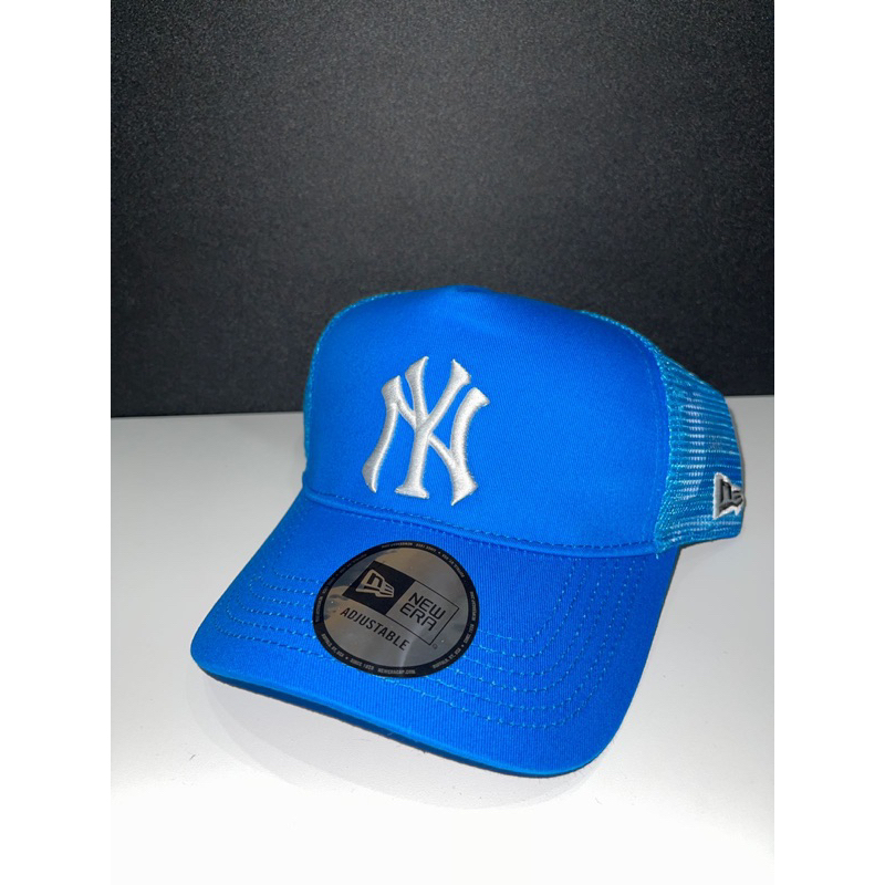 TOPI MLB NY BIRU MUDA LOGO PUTIH JARING