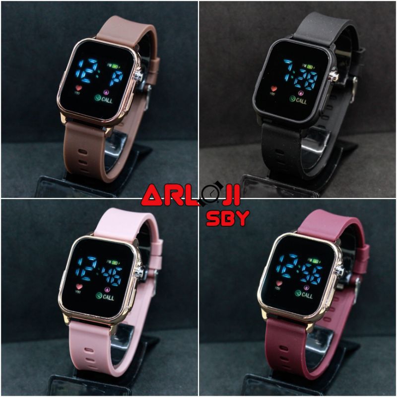 JAM TANGAN WANITA CEWEK LED WATCH BARU JSS 3642 RUBBER STRAP