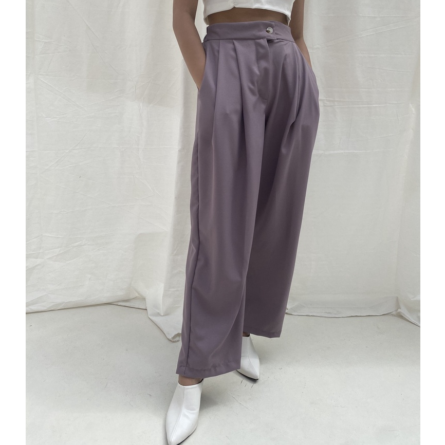 Peach Poppy VIVIAN  Soft Twill Pants Detail with 1 Button - Celana Panjang Wanita Twill Premium 1 Kancing