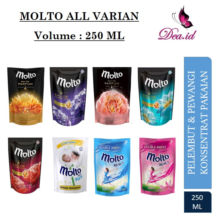 [DEASTORE] PELEMBUT DAN PEWANGI KONSENTRAT PAKAIAN MOLTO UKURAN 250 ML - MOLTO SOFTENER PELEMBUT PAKAIAN BAYI DAN DEWASA