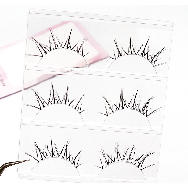 M55 - 3PASANG Air False Eyelashes Comic Eye Japanese Fake Eye Lashes Extension Clear Band Natural Nude Makeup Little Devil