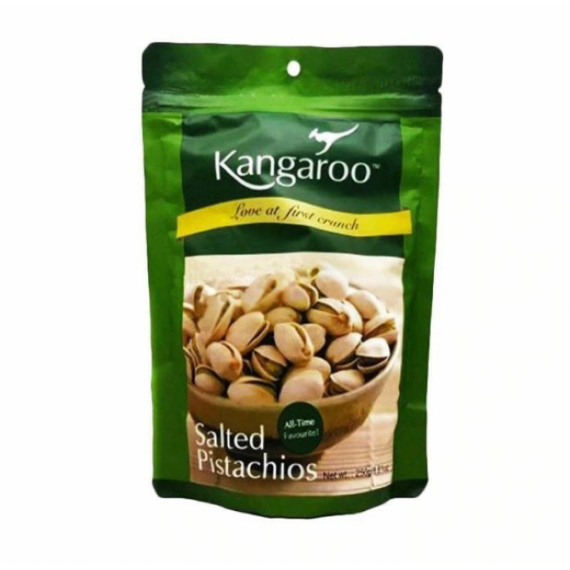 

Kangaroo Kacang Pistachios Salted 250gr / Kangaroo / Kacang / Pistachios / Salted / 250gr / Classic / Roasted / Salt / asin / Pistachio / Import