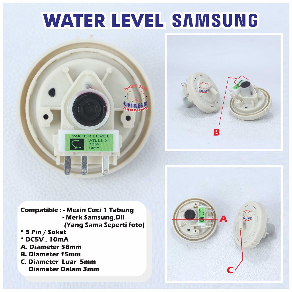 WATER LEVEL SAMSUNG | SWITCH SENSOR AIR MESIN CUCI 1 TABUNG SAMSUNG UNIVERSAL