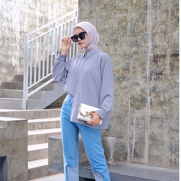 Gheara Basic Cringkle Airflow Shirt Oversized - Kemeja Polos Cringkle Oversize - Kemeja Wanita