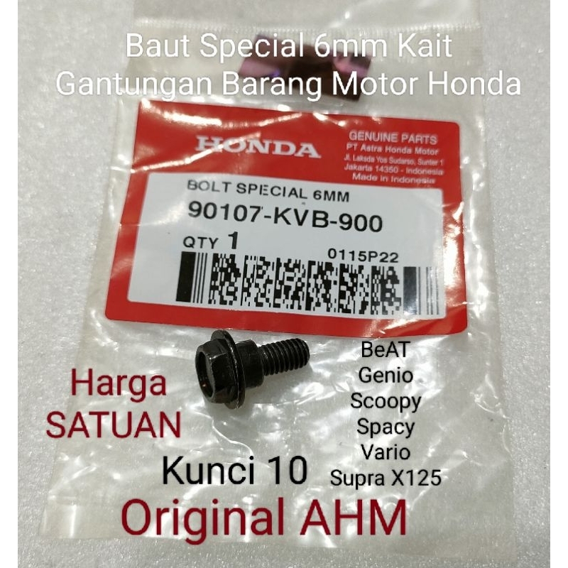Baut Special 6mm Kait Gantungan Barang Motor Honda Ori AHM 90107 KVB 900