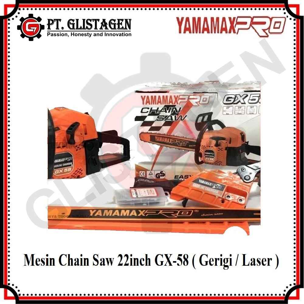 YAMAMAX PRO GX-58 Mesin Chainsaw 22inch ( GERIGI / LASER ) Mesin Gergaji Kayu Pohon Yamamax Pro GX-58