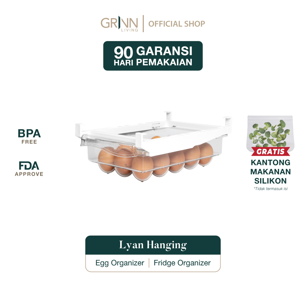 GRINN LIVING Lyan Box / Kotak Penyimpanan Makanan / Cemilan / Tempat Telur Kulkas / Fridge Gantung Aesthetic