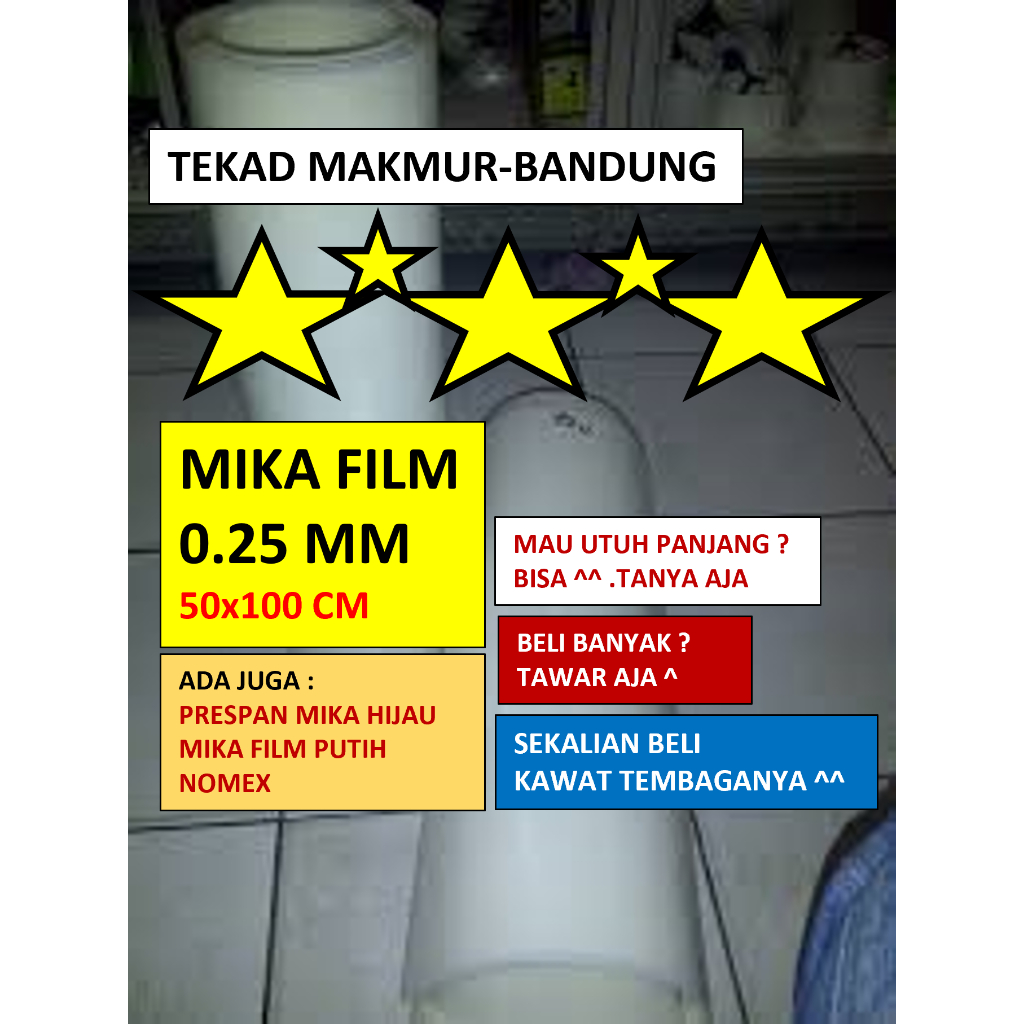 Mika Film Putih Susu 0.25 mm - Per 50x10O cm - Kertas Gulung Dinamo Trafo