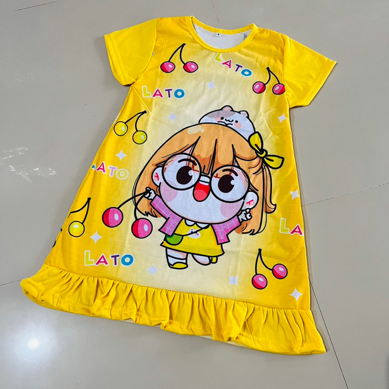 Dress Lato lato anak perempuan cewek gaun viral terbaru baju lato lato anak latolato ( Dress Lato Lato Rempel )