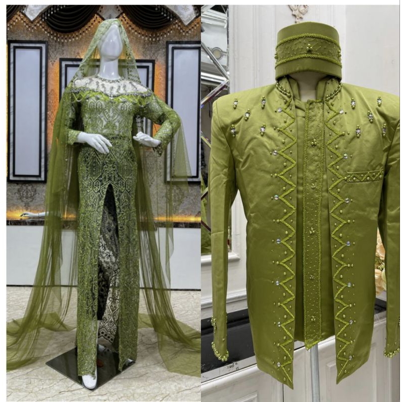 KEBAYA AKAD COUPLE FULL PAYET BUSTIER BEREKOR MEWAH//BASOFI HIGHT QUALITY//KEBAYA COUPLE