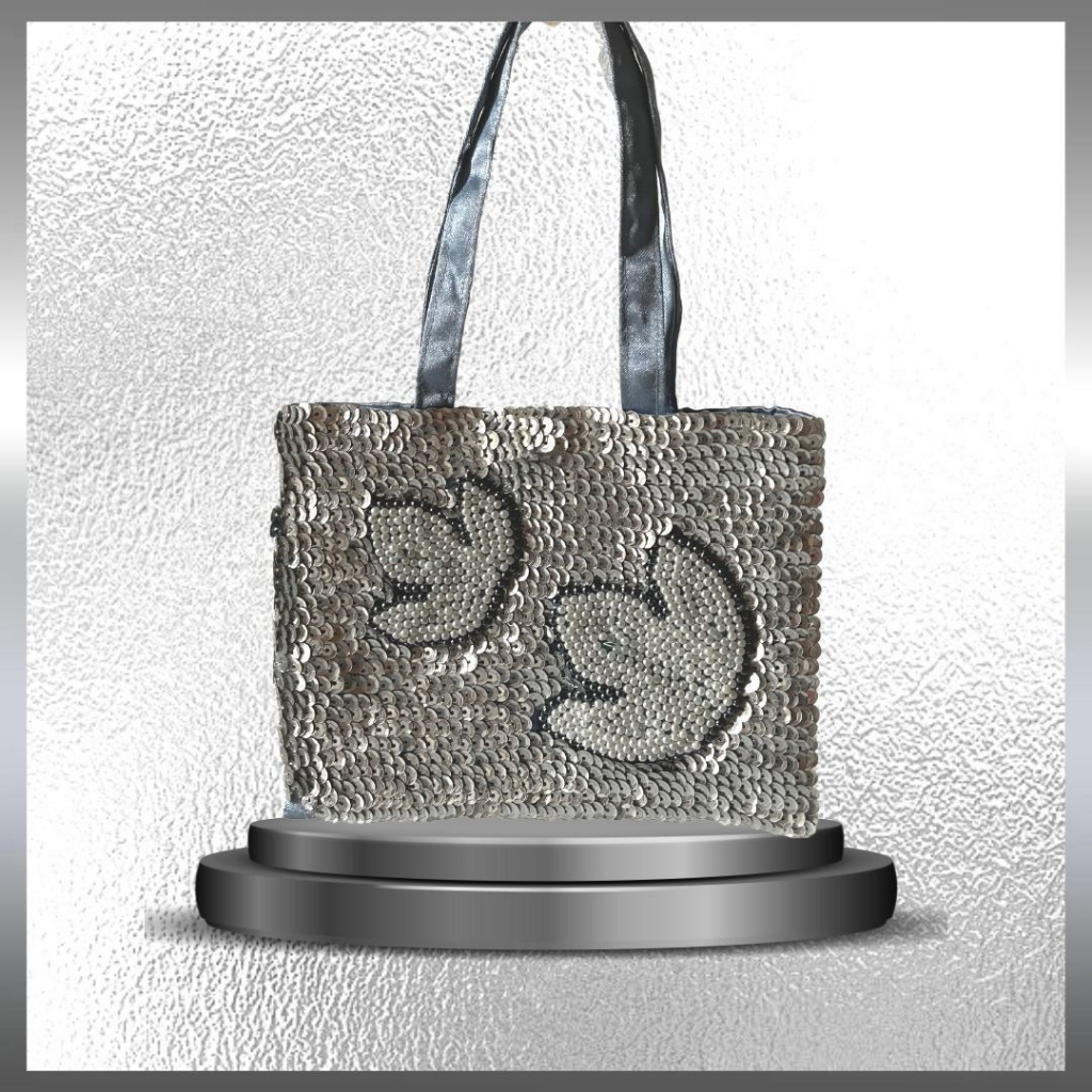 TAS TANGAN PAYET SILVER PESTA VINTAGE