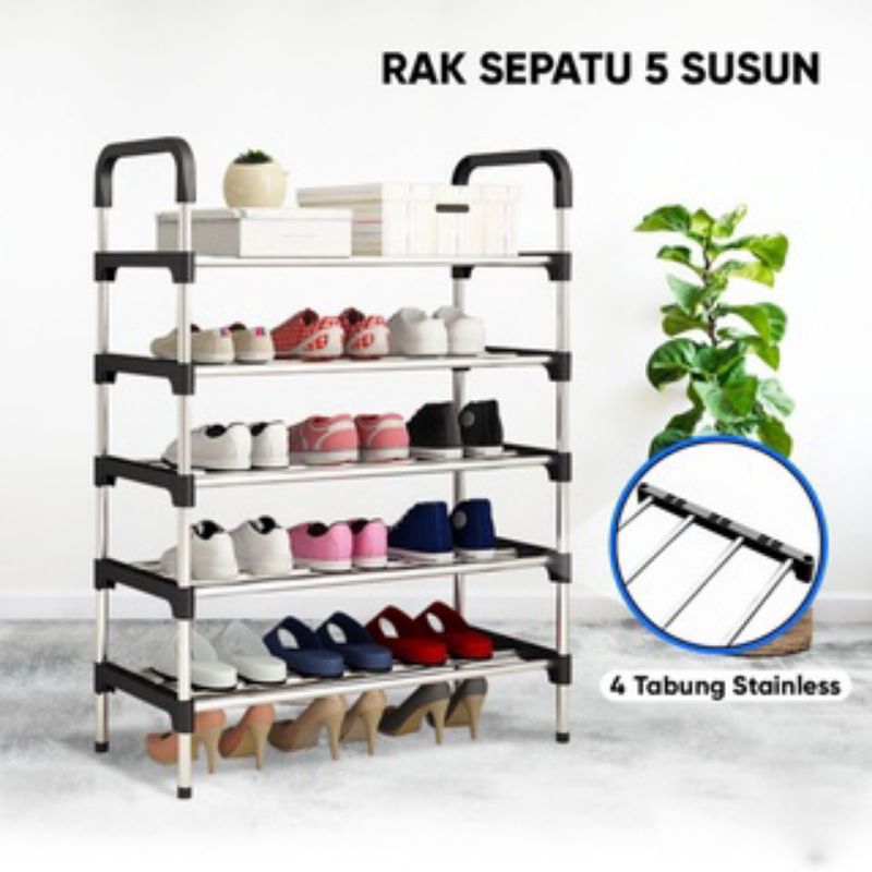 Rak Sepatu / Sendal  Susun 5 Anti Karat Rak SEPATU  Susun 5