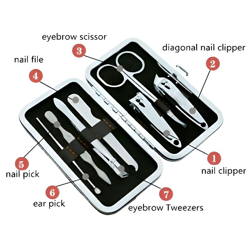 Gunting Kuku Menicure 1 Set 7in1 Manicure Set Gunting Kuku