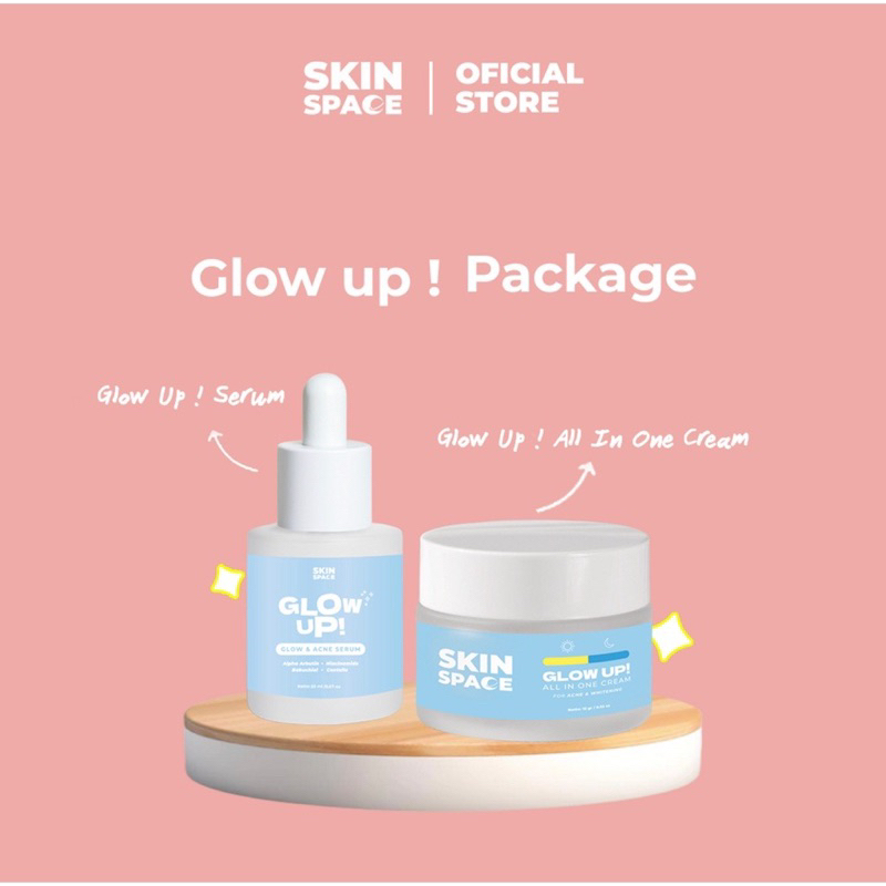 GLOW UP PACKAGE BUNDLING SET SERUM CREAM SKINSPACE MASKER PENCERAH WAJAH