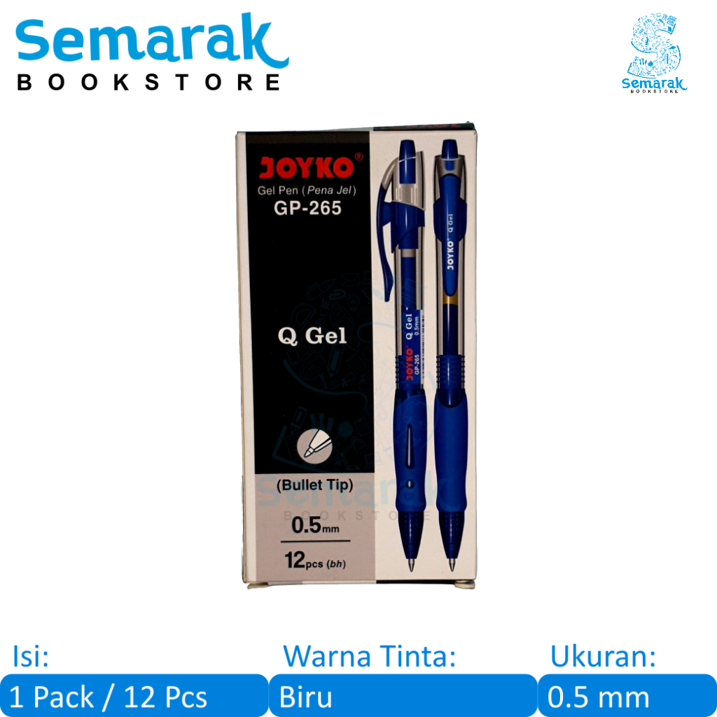 

Joyko Q Gel GP-265 Pulpen Jel 0.5 - Biru [1 Pack / 12 Pcs]
