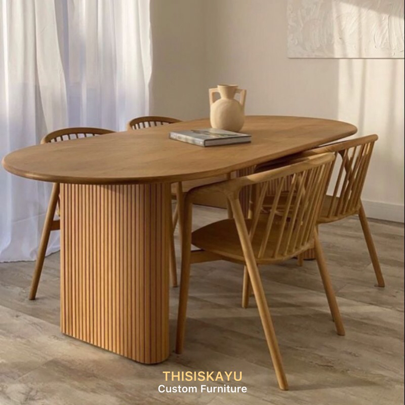 MEJA MAKAN SET KAYU JATI ASLI SOLID GAYA JEPANG JAPANESE STYLE PREMIUM | MEJA MAKAN SET KAYU JATI AS