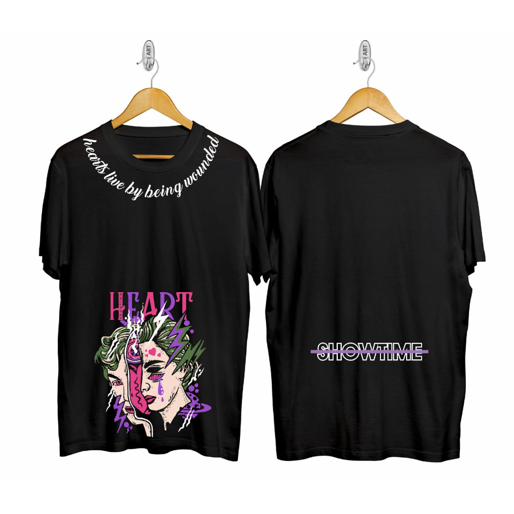 Kaos murah Kaos distro murah baju  distro pria t-shirt murah combed30s SO HEART TWO HITAM