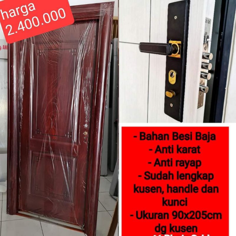 Pintu baja motif kayu
