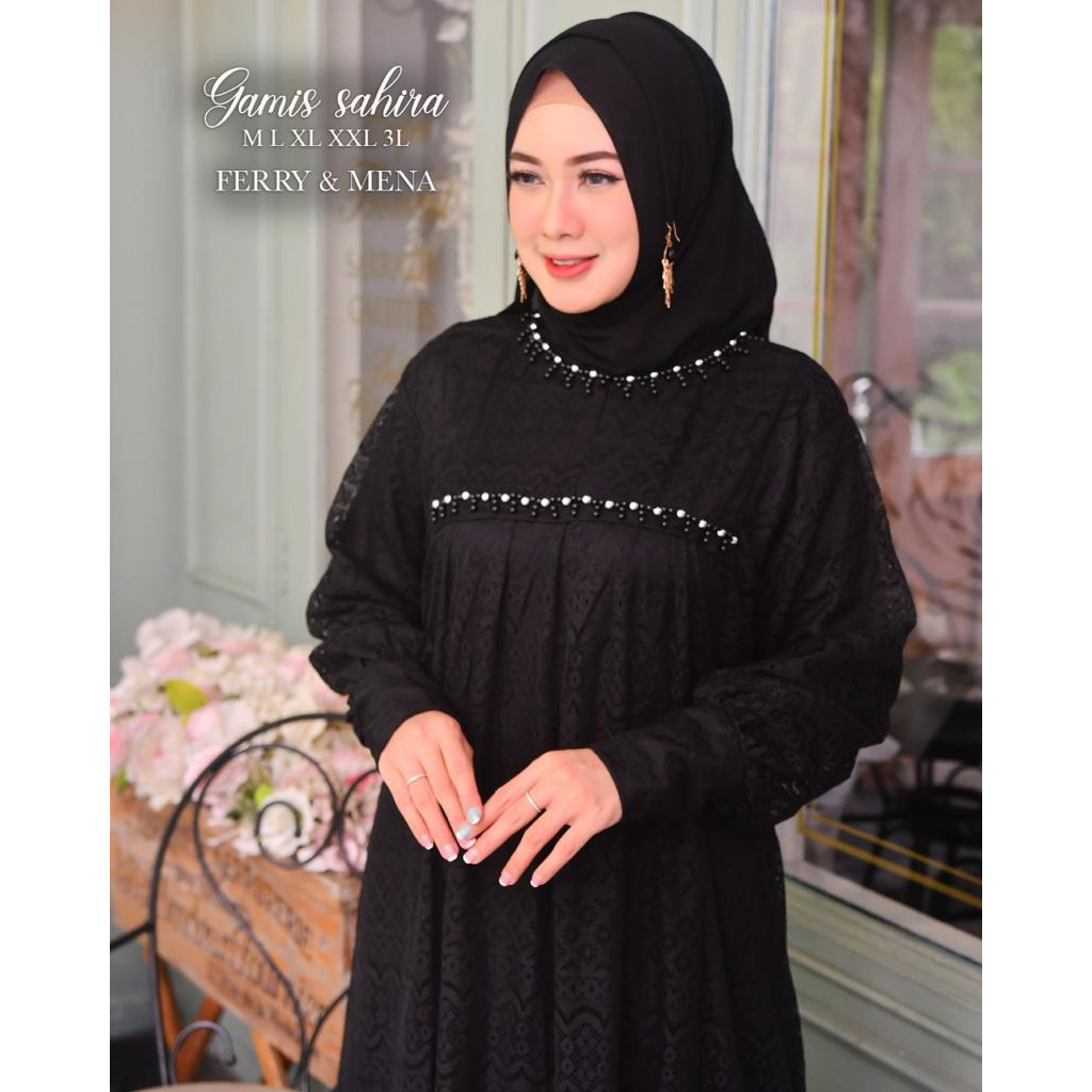 Gami brokat jumbo 3L LD 130  bordir payet mutiara Gamis pesta Gamis akad pernikahan dan lamaran wisuda