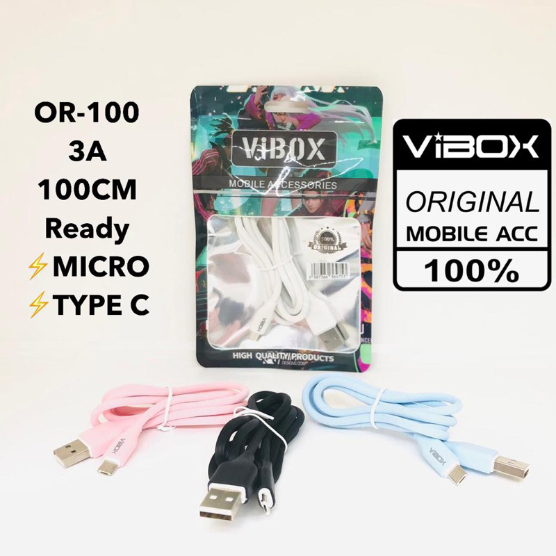 KABEL DATA FAST CHARGING VIBOX OR-100 3A 100CM FOR ANDROID SMARTPHONE MICRO TYPE C Promo Sen