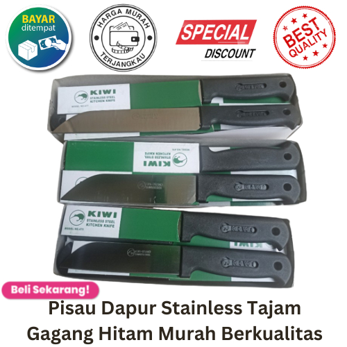 [BISA COD] PROMO Pisau Dapur Stainless Tajam Gagang Hitam Murah Berkualitas Pisau Kiwi Pisau Sayur Pisau Daging Pisau Kupas Pengupas Pisau Potong Pisau Stainless Berkualitas