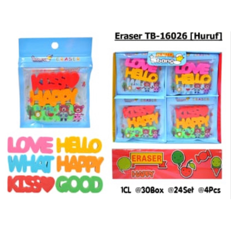

penghapus pensil bentuk tulisan set isi 3
