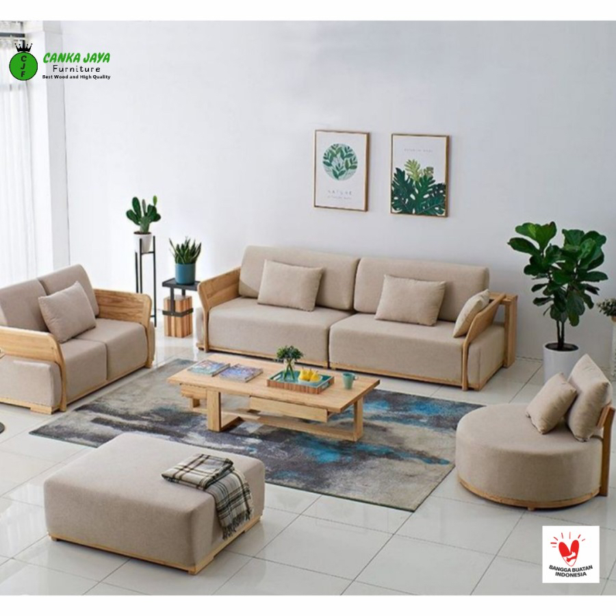 CANKA - Modern Satu Set Kursi Ruang Tamu Minimalis Sudut Sofa