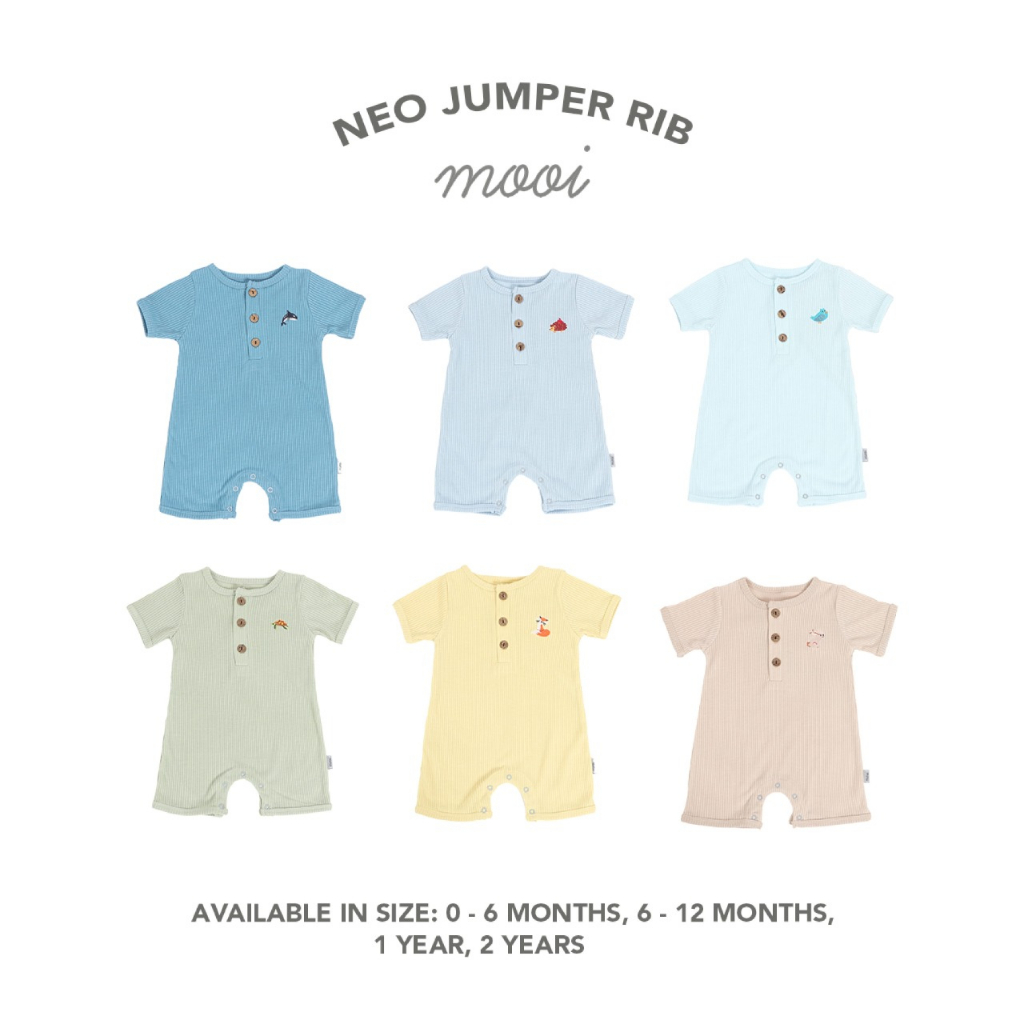 PROMO 7.7 PROMO BAJU LEBARAN MURAH MOOI Playsuit Rib Knit / NEO RIB JUMPER  Romper Kodok Pendek MOOI 3 bulan - 2 Tahun