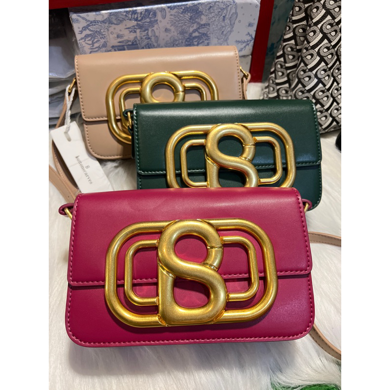 PRELOVED TAS BUTTONSCARVES BRIANA BAG DARK FUCHSIA DAN DARK GREEN BUKAN BLACK WHITE DARK GREEN PRELO