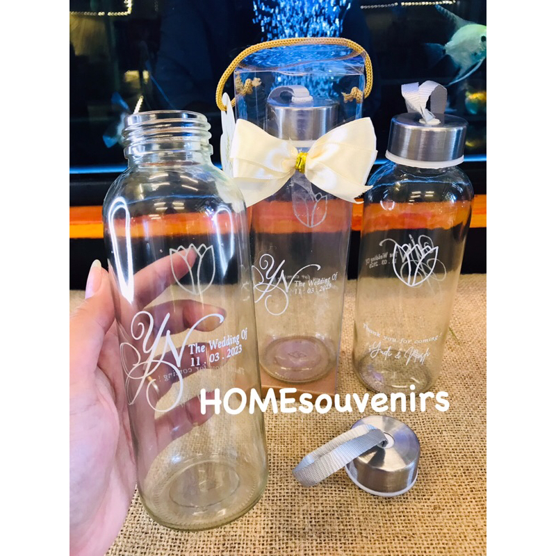 Tumbler Botol Slim Bening Cetak Sablon Custom + kemas mika pita