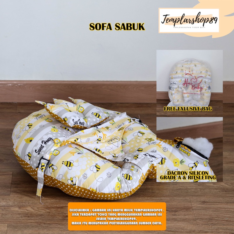 Sofa Bayi Multifungsi dengan Gesper Pengaman Free Bantal Peyang dan Plastik Mika COD ready [ Merk Hai Baby ]