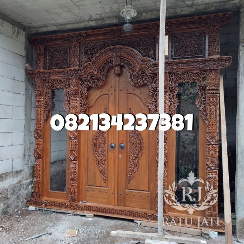 Pintu Gebyok Ukir Jepara Jati Premium Jendela Kaca Terlaris!!!