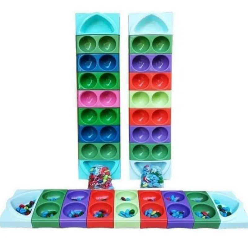 Mainan Congklak susun dan biji kerang/Main congklak warna warni