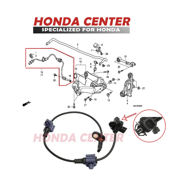 sensor kabel abs rem belakang kanan honda crv  re gen3 2007 2008 2009 2010 2011 2012